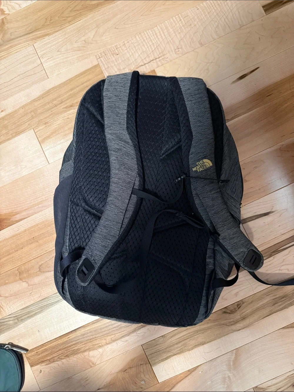 The North Face Black & Heather Gray Backpack with Yellow Logo